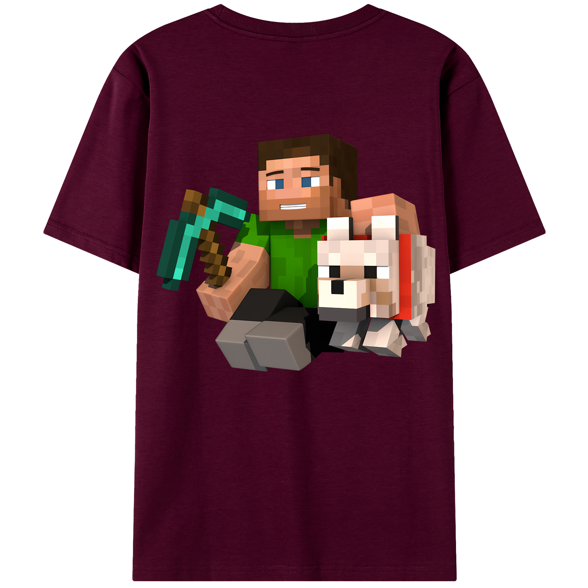 （画像用） マインクラフト ブロックの世界 Minecraft MC Block world レディース半袖Tシャツ(バックプリント)